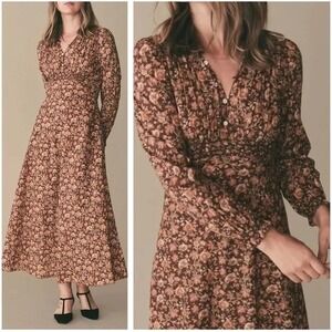 Doen Milana Long Sleeve Maxi Dress in Mulberry Vine Floral Size Medium